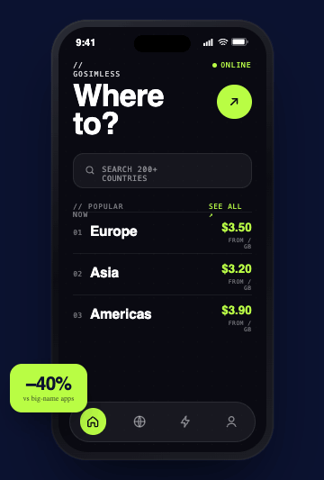 gosimless mobile app preview