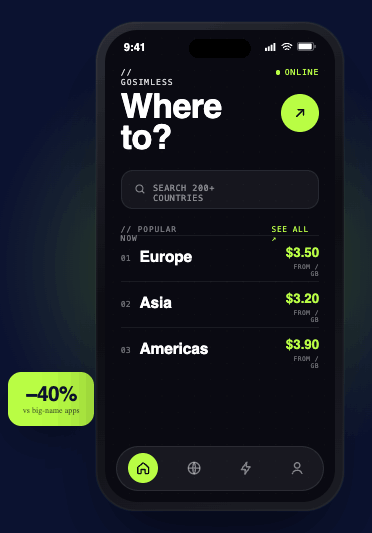 gosimless mobile app preview